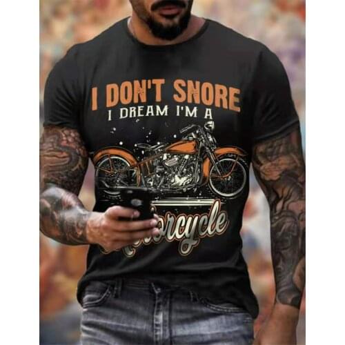 T-shirt mens summer 2021 new motorcycle print shirt, trendy and fashionable mens plus size clothing quick-drying