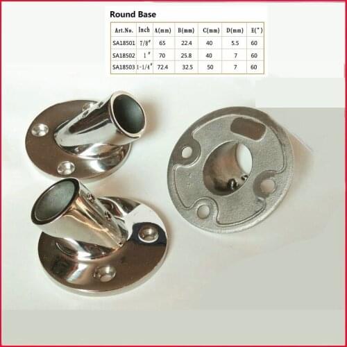 HQ RB01 Marine 316 Stainless Steel Boat Hand Rail Fitting Round Stanchion Base For Pipe 7/8IN 1IN 1 1/4IN 22 25 32MM Dia