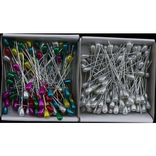 Stainless steel drop-shaped bead needle pearl pin cross stitch positioning needle color white 144 pcs/box