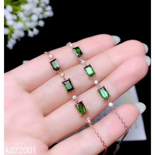 KJJEAXCMY fine jewelry natural green Tourmaline 925 sterling silver new women gemstone hand bracelet support test luxury
