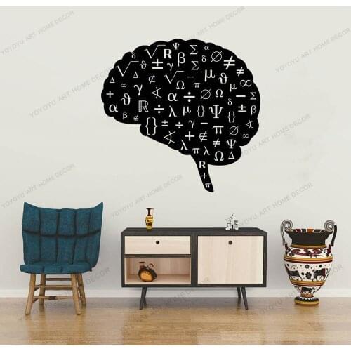 Mathematics Math Symbols Brain Wall Decal Door Window Vinyl Stickers School Classroom Study Interior Decor Mural CX790