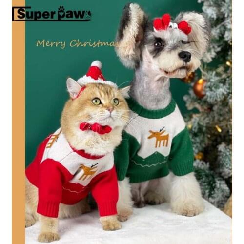Fashion Pet Dog Cat Christmas Sweater Jumper Clothes Winter Warm Puppy Hoodie for Small Medium Dogs Schnauzer Jacket Coat YHC63