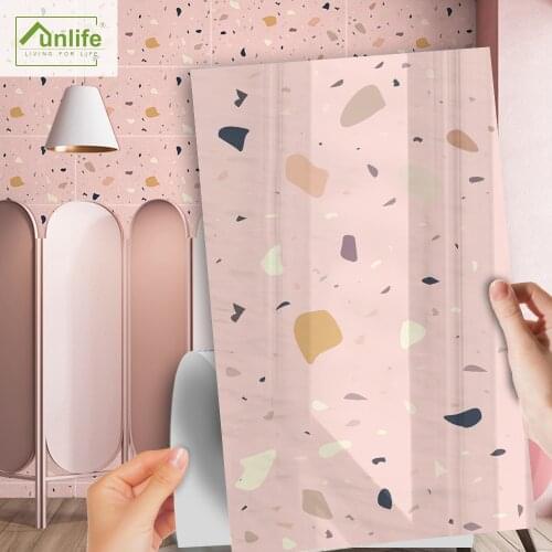 Funlife[R] NOUVELLE MAISON SERIES[TM] Pink Terrazzo 30x60cmx6 Waterproof Self-Adhesive Tile Sticker Floor Kitchen Bathroom Decor