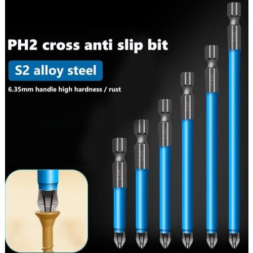 PH2 Cross Drill Bit Head Screwdriver Bits Hand Tools Anti Slip Electric Hex Shank Magnetic Screwdriver 25/50/65/70mm Drill Bit