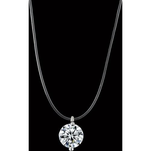 FSUNION 2020 New Female Transparent Fishing Line Necklace Silver Color Invisible Chain Necklace Women Rhinestone Choker Necklace