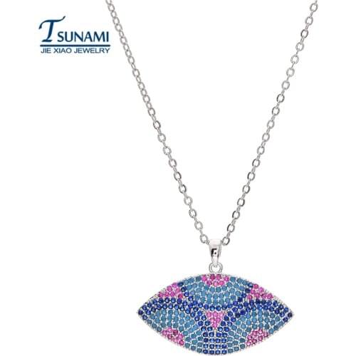 New fashion color zircon mouth shape pendant Female/girl wedding gorgeous zircon jewelry gift D-003