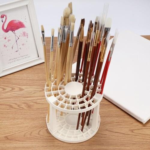New Portable 49 Holes Paint Brush Pen Holder Watercolor Paint Brush Holder Stand Painting Supplies For Students Desk Organizer