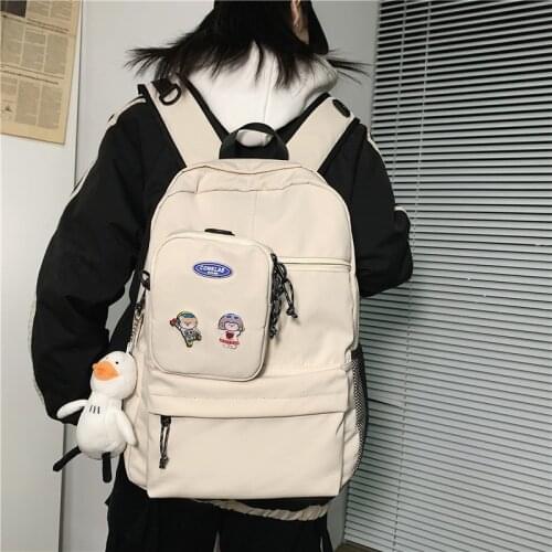 2021 Solid Color Casual Backpack For Teenagers New Waterproof Nylon Women Backpack Women Large Capacity Girls Schoolbag