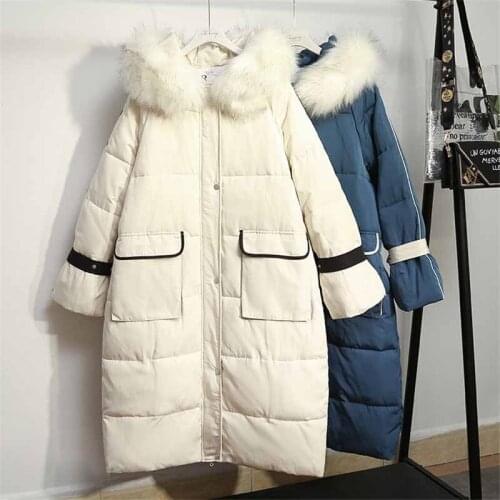Oversize Winter Parka Women Padded Coat Thick Warm Down Cotton Jacket Hooded Fur Collar Loose Casual Outwear Plus Size 5XL KW419