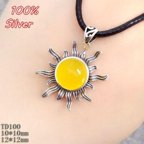 Hot Sell 100% Sterling-Silver-Jewelry Sun/ flame 12mm Pendents Empty Pallet Blank Fit Round Shape Base Tray for Style Pendent