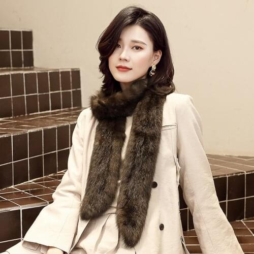 Lantafe Long Scarf Women Scarf Natural Fur Fluffy Winter Warm Luxury Thickening Sable Mink Fur Neck Warm High Quality Fur
