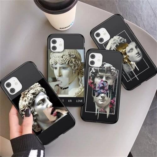 Vintage Funny Plaster Phone Case For iPhone 12 Pro 11 Pro Max 7 8 Plus XS Max X XR 12 Mini SE 2020 Retro Art Statue Back Cover