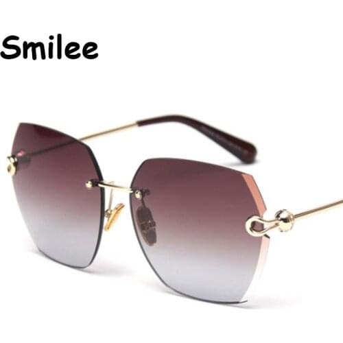 Female Exquisite Rimless Polarized Sunglasses Vintage Summer Glasses For Driving Luxury Designer Women Square Sun Glasses