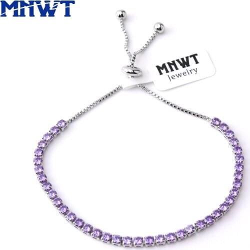 MNWT Adjustable Tennis Bracelets For Women Cubic Zirconia Blue Green Purple Black Colors Bracelet femme Wedding Jewelry