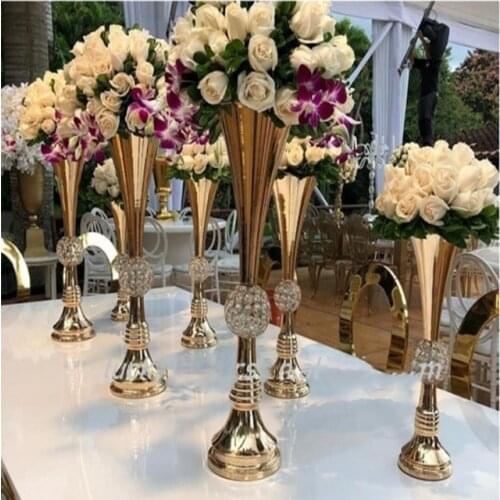 10pcs)Elegant acrylic Crystal Table Top Centerpieces Tall Crystal Flower Stand For Wedding Decor qq258