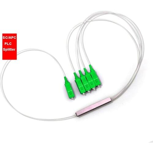 10PCS/Lot SC/APC 1X4 PLC Splitter single mode 0.9mm fiber optic splitter 1m FTTH scapc optical connector
