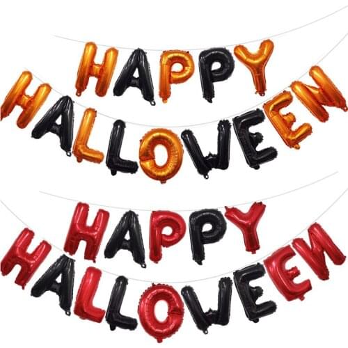 16inch HAPPY HALLOWEEN 14pcs Letters Air Balloon Kids Alphabet Foil Balloon for Halloween Party Helium Balloon Decoration JL0087