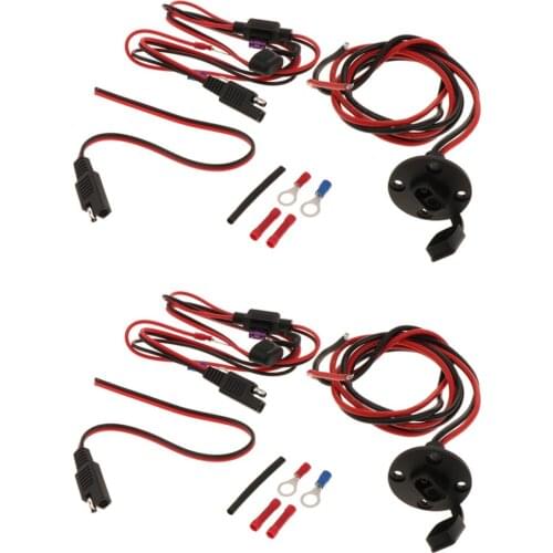 2 Set Motor SAE Solar Socket Sidewall Port Quick Connect Panel Mount Cables