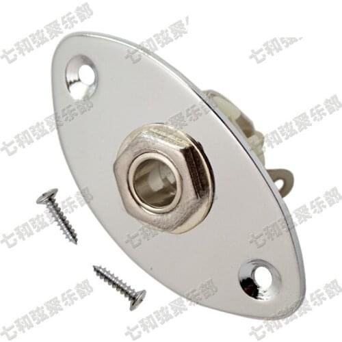 2 Pcs Chrome Oval Style Electric Bass Guitar 1/4" 6.35mm Guitar Jack Output Input Plug Socket