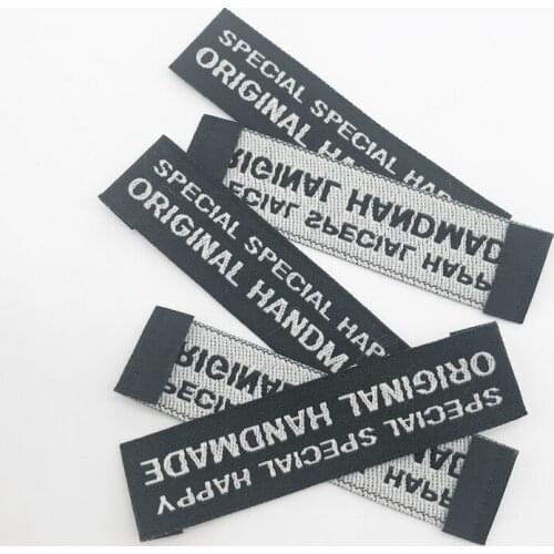 2 Options Handmade Gift Name Labels with Happy Time for Clothing Original Handmade Fabric Label Stock Sewing Accessories Tags