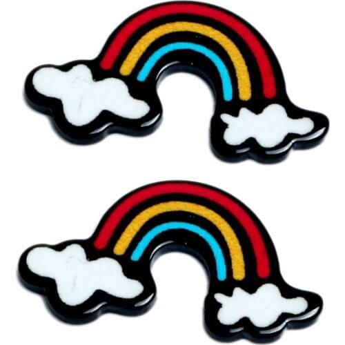 20Pcs Rainbow Acrylic Decoration Crafts Beads Flatback Cabochon Scrapbook DIY For Clothes Embellishments Accessories