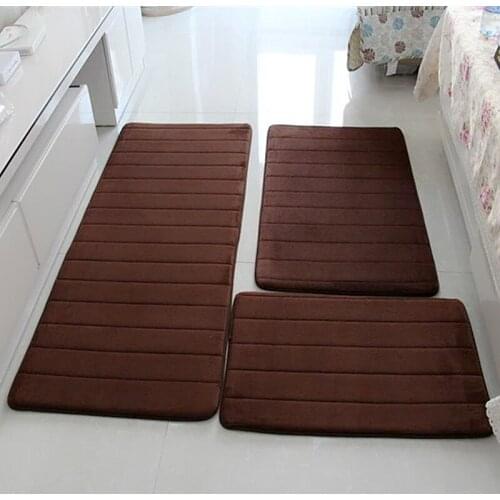 3pcs bathroom mat set coral fleece Floor mats Modern Memory Foam Anti-slip Bath Mat Doormat Living Room Kitchen Rugs Foot Mat