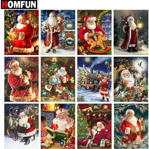 HOMFUN Art 5D Diy Diamond Painting "Santa Claus gift landscape" Diamond Pictures Cross Stitch 3D Rhinestone Embroidery Decor