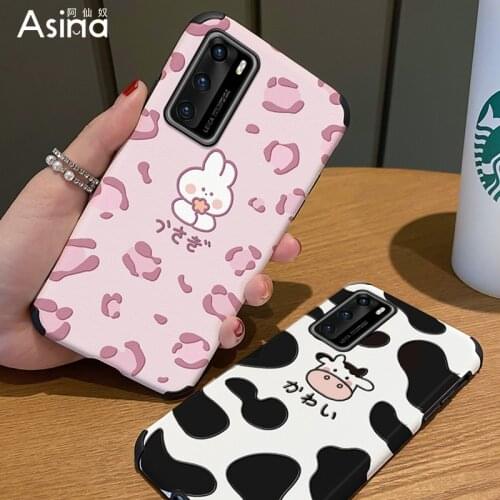 ASINA Imitation Lambskin Case For Huawei P40 P30 P20 Pro Cover Cartoon Bumper Silicone Cases For Nova 3 3i 4 5t 6 7 8 Coque Cow