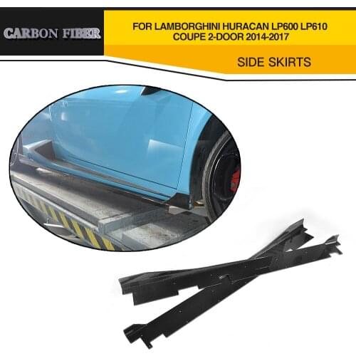 Carbon Fiber Car Styling Side Body Skirts Lip Aprons for Lamborghini Huracan LP600 LP610 Coupe 2 Door 2014-2017