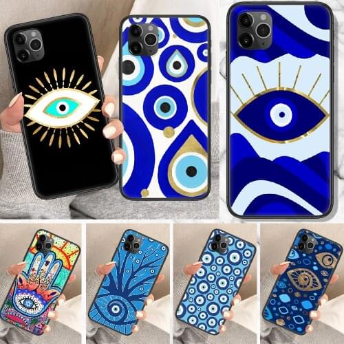 Nazar Boncuğu Evil eye Phone Case For iphone 5 5S SE 2 6 6S 7 8 11 12 Mini Plus X XS XR Pro Max black tpu coque silicone