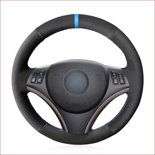 MEWANT Black Suede Leather Steering Wheel Cover for BMW E90 E91 E92 E93 X1 E84 E87 E81 E82 E88 Accessories