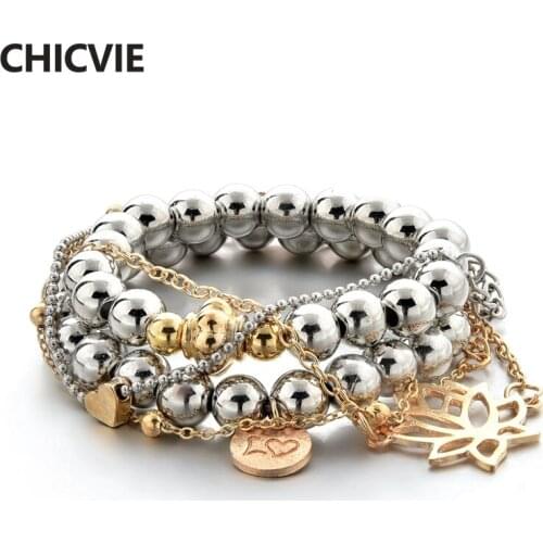 CHICVIE 5 PCS/SET Casual Lotus Flower Bracelets&Bangles For Women Bracelet Handmade Beads Bohemian Jewelry Bracelets SBR190155