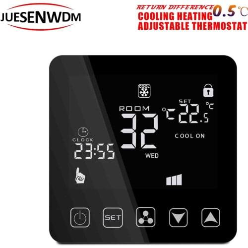 EU 4P digital programmable room thermostat for fan coil control