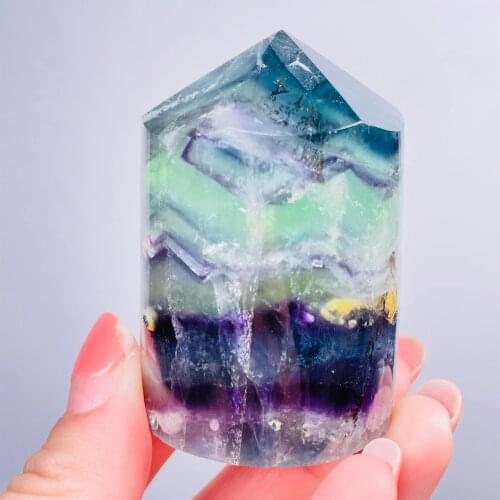 Natural Beautiful Fluorite Quartz Crystal Obelisk Healing Decoration