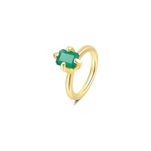 European and American simple natural geometry Green Agate Gem Ring female