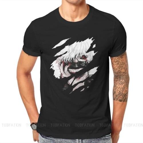 Anime Kaneki Ken Hipster TShirts Tokyo Ghoul Japanese Anime Men Style Fabric Tops T Shirt Round Neck Big Size