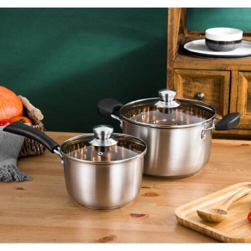 304 stainless steel thickened milk pot baby food pot small soup pot single handle double bottom induction cooker gas stove