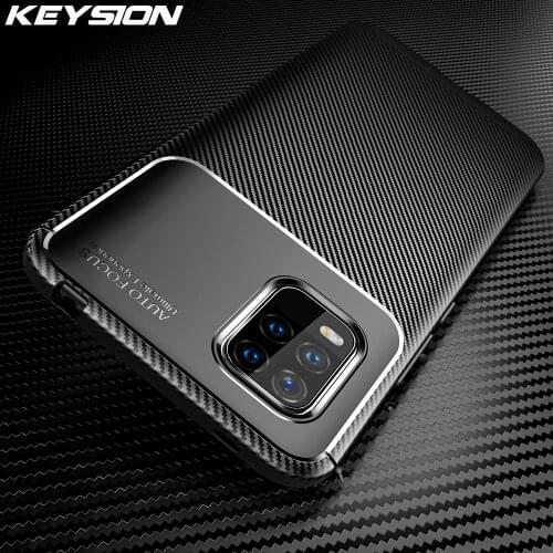KEYSION Luxury Carbon Fiber Silicone Case for Xiaomi Mi 10 Lite Shockproof Phone Cover for Xiaomi Mi 10 10 Pro Mi Note 10 Pro