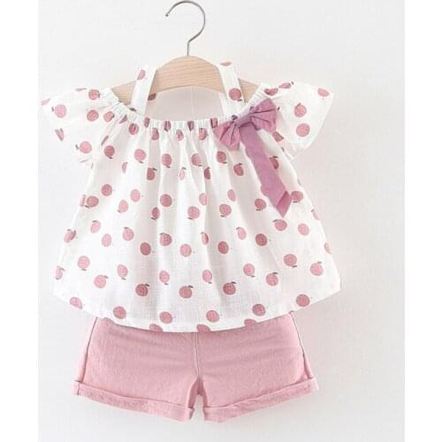 2-piece Toddler Girls Fruit Print Bow Top and Shorts Set
