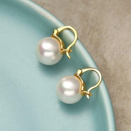 Brass Faux Pearl Geo Stud Statement Earrings Punk Party Gown Brincos Runway rare Boucle d'oreille Korean Style