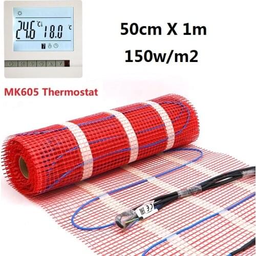 MINCO HEAT 0.5m2 Underfloor Heating Mat 150W/M2 Low Electrical 50cmX1m Warm Floor Mat