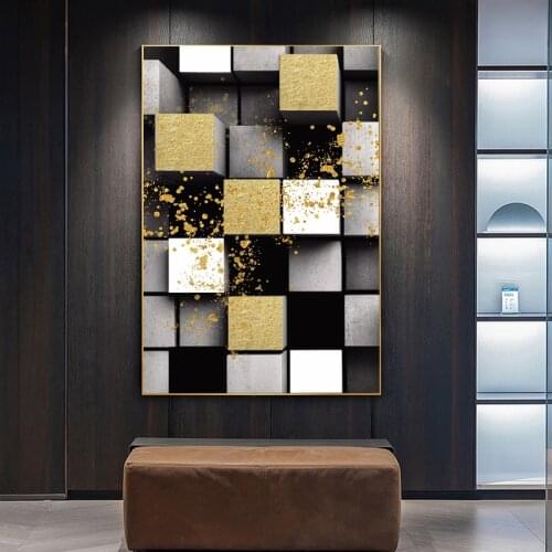 Nordic Minimalist Golden Black and White Solid Geometry Wall Art Poster Print Wall Picture Interior Decoration Home Cuadros