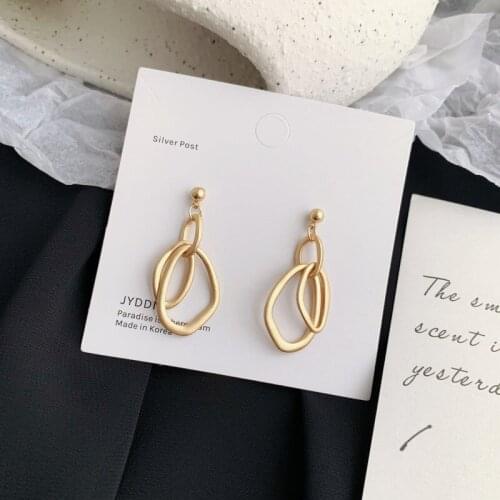 ZDMXJL 2021 Fashion Womens Earrings Fine Metal Geometry Earrings For Women Girl Brides Wedding Party Jewelry Gifts Wholesale