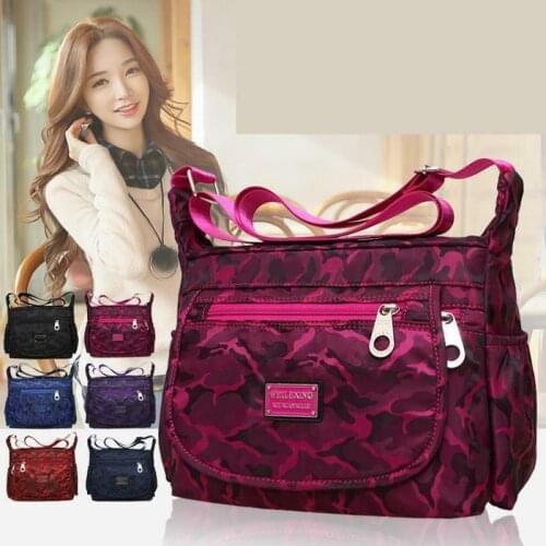 Newest trendy casual print Large Womens Nylon Shoulder Messenger Casual Travel Backpack Crossbody Bag Purse