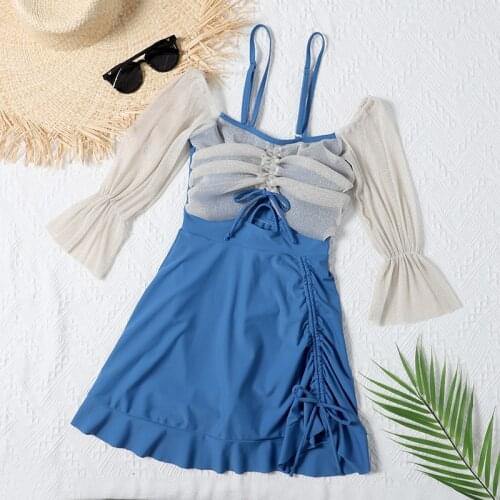 2021 New Women Off Shoulder Swim Beach Dress One Piece Swimwear Bandage Bathing Suit Summer Sexy Swimsuit Womens Swimming Suits