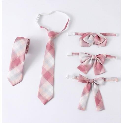 New Pink School Uniform BowTie Orthodox JK Plaid Bow Tie School Uniform Accessories Preppy Style Student Cute Bow Tie Adjustable