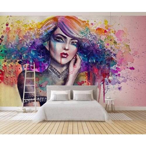 CJSIR Custom Wallpaper Modern Minimalist Illustration Colorful Splashes Watercolor Sexy Beauty Tv Background 3d Wallpaper