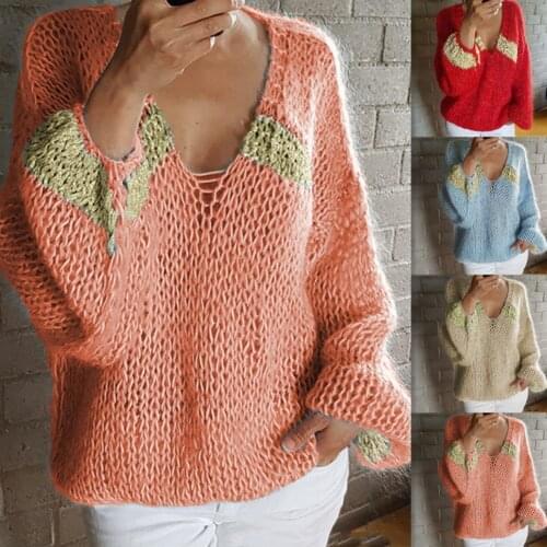 Terrific Autumn Sweater V Neck Soft Comfy V Neck Pullover Autumn Sweater