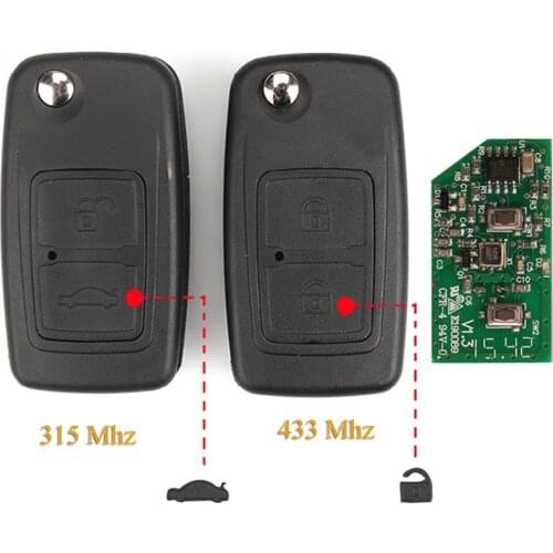 Kutery 2 Buttons Remote Key Control 315Mhz/433Mhz Fit For Chery A5 A3 Tiggo Fulwin Cowin Car Key 9CN Blade