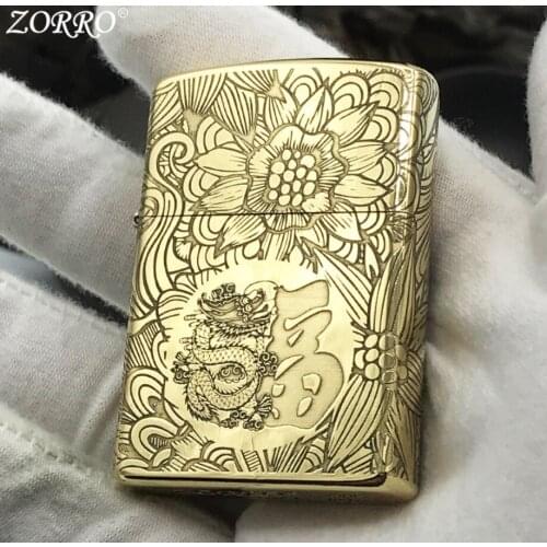Five face carved 12 animal zodiac signs Kerosene gasoline petroleum oil cigarette lighter Windproof grinding wheel igniter gift